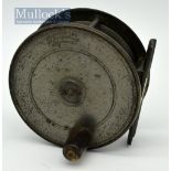 Jeffery & Son , 12 George St, Plymouth brass salmon reel – 4” dia, with makers details engraved to