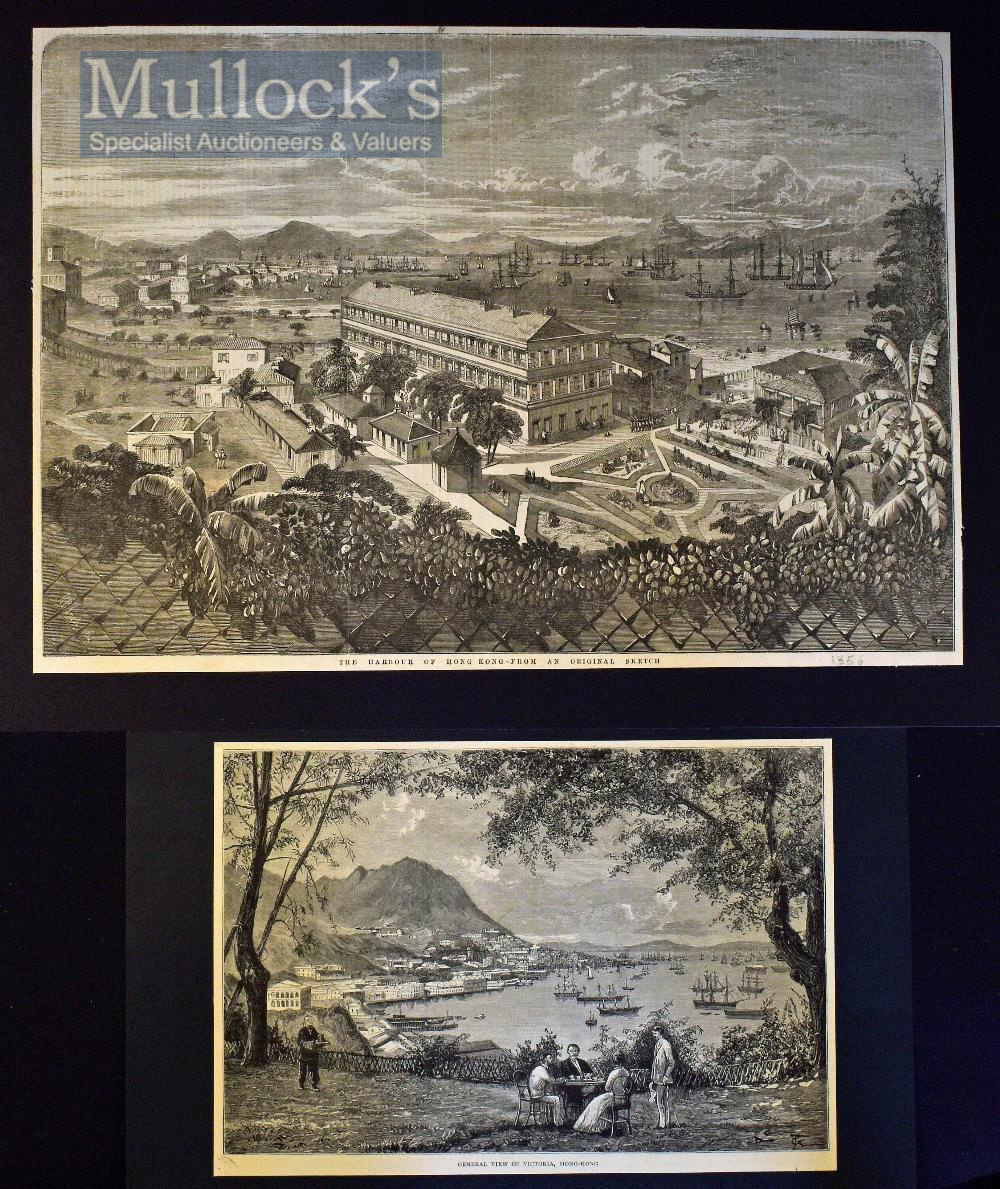 1856 Chinese Engraving ‘The Harbour of Hong Kong’ from an original sketch from a British