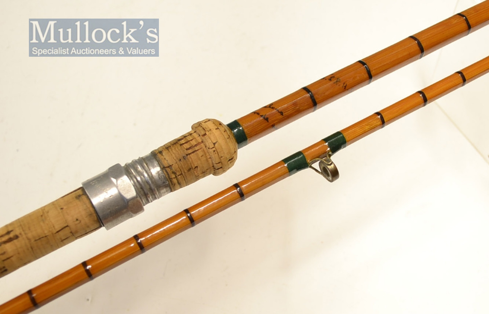 Hardy Bros “No.3 L.R.H Spinning” split cane rod - 9’6” 2pc with clear Agate line guides - alloy - Image 2 of 2