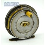 Hardy Bros The Sunbeam Dup Mk.II 3.25” alloy fly reel - smooth brass foot, brass bickerdyke line