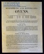 London – 1850 Broadside Portable Suspending and Revolving Oven (London) by Pettitt printers, Soho,