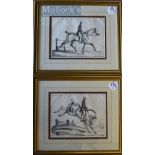 P. Levieux c.1800 Lithographs in black and white, all depicting horse dressage and jumping, all