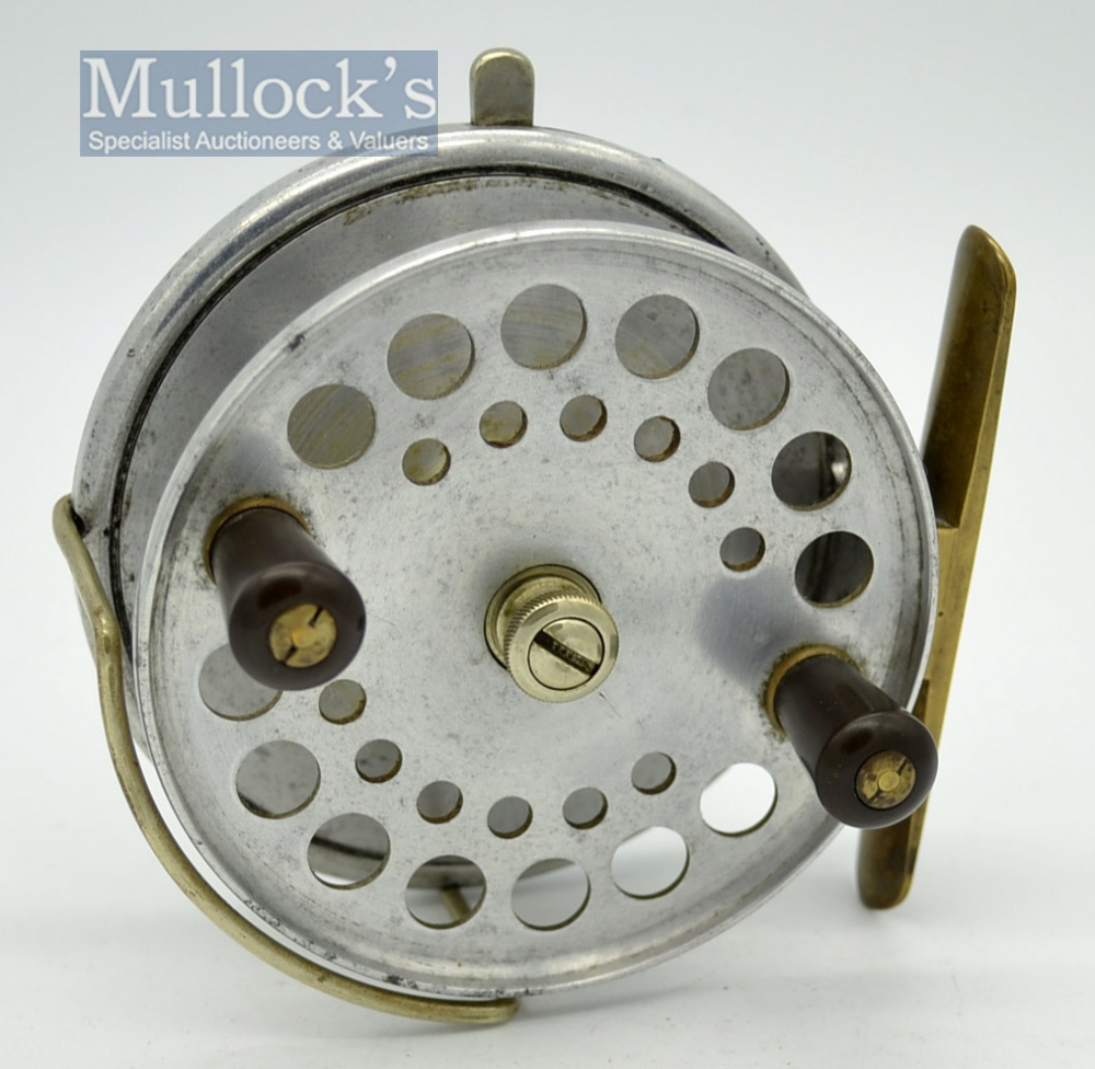 Hardy Bros “The Longstone” alloy sea reel - 4.5” dia. with oval disc stamped “Made for Manton and Co