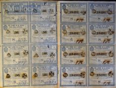 Cuba - 4x original uncut sheets of 8 lottery tickets from the year 1845 (from Cuba as a province