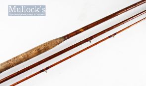 John MacPherson Inverness salmon fly rod: 14 foot 3pc built cane with replaced top – brass reel