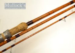 B James and Son Ealing, London “The Avocet” split cane rod – 11ft 3in 3pc Avon style rod with red