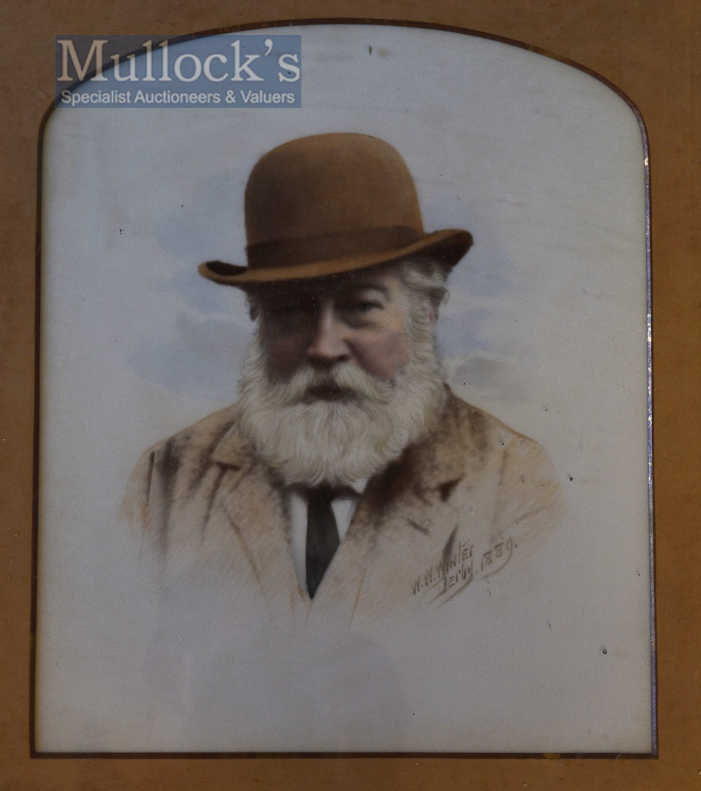 W.W. Winter Derby 1889 Ambrotype appears hand coloured depicts bearded man with bowler hat, with - Image 2 of 2