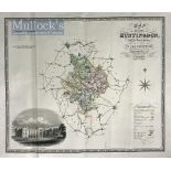 1830 C&I Greenwood Map of Huntingdon hand coloured, with engraved view of ‘Kimbolton Castle’,