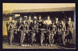 1929 White City (Manchester) b&w speedway team photograph, stamped to the reverse and featuring