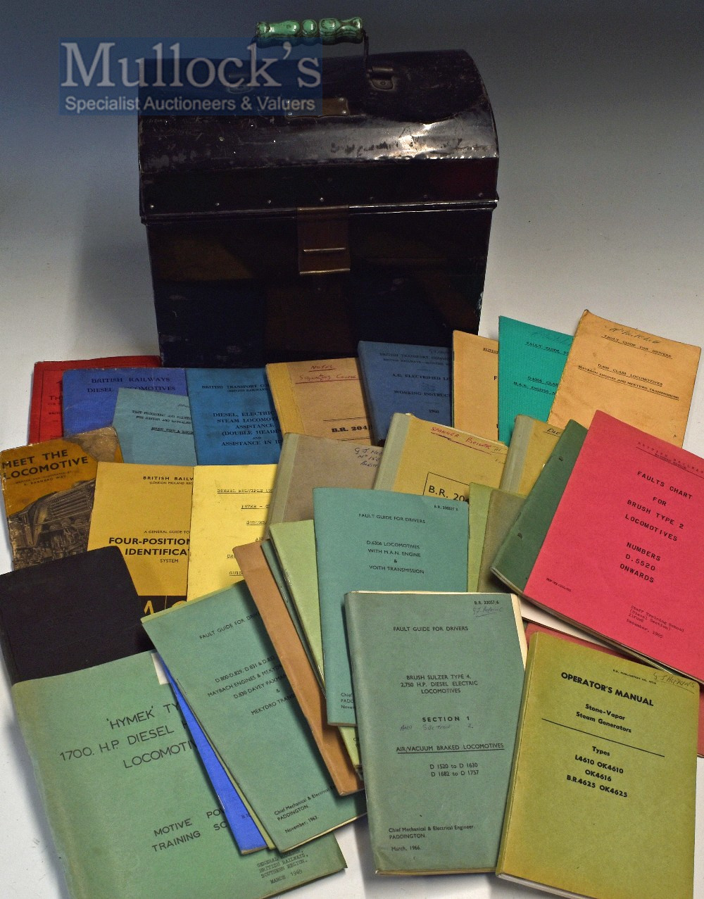 1960s British Railways Drivers Kit Box and Manuals A Varied collection of Train manuals feature