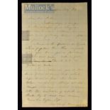 Autograph – Harriet Beecher Stowe (1811-1896) hand written letter ‘H.B. Stowe, to Dear Mr. H M,
