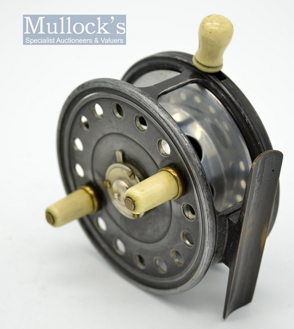 The Bute Patent 35014 alloy casting reel - , 3.5” dia, smooth brass foot, silent check, ivorine