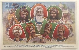 India & Punjab – Maharajahs of India vintage antique postcard showing Indian Princes, with Maharajah