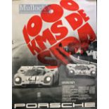 Automobilia - 1970s Original Porsche Racing Posters: Printed in Germany featuring 1000 KMS De Spa