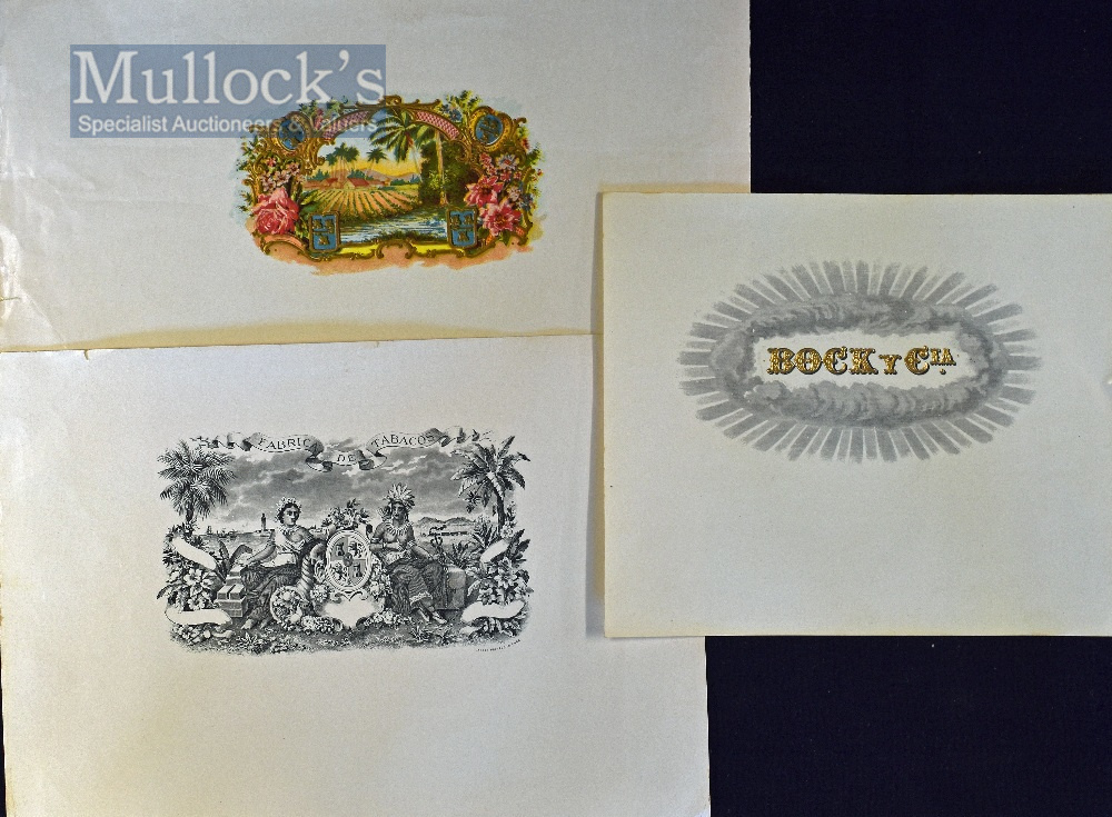 Cuba Cigars – 7x large c.1950s or earlier printed box labels for Cuban cigars including "Bock y