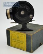 Allcock Stanley Light Casting Reel in makers original box - trout size black Bakelite spool,