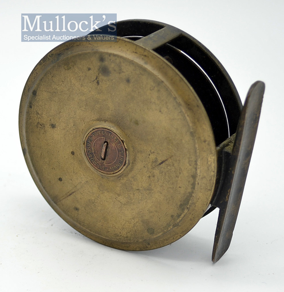 J.B Moscrop Manchester Patent brass hollow spindle salmon fly reel - 3.5” dia - face plate tension - Image 2 of 2