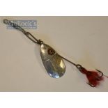 Allcocks Style glass eyed Norwich bar spoon - 1.25” sliding long body, amber glass eye in 6 point