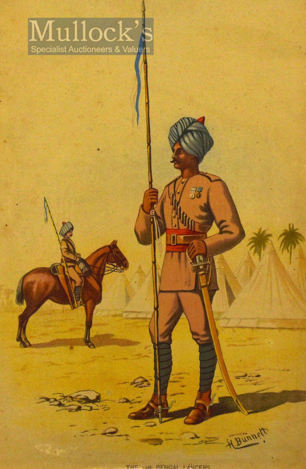 India & Punjab – ‘The 13th Bengal Lancers’ Printed (formerly the 4th Sikh Cavalry raised in 1858),
