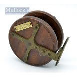 News of The World Prize Reel – Slater style Nottingham wooden and brass star reel – 4.5” dia with