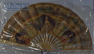 An Attractive Victorian Souvenir Fan Circa 1880-90s With Ladies in fashionable dress of period and 6
