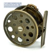 Scarce Hardy The Houghton All Brass Perfect trout fly reel c. 1896 - 2 5/8” dia with Rod In Hand,