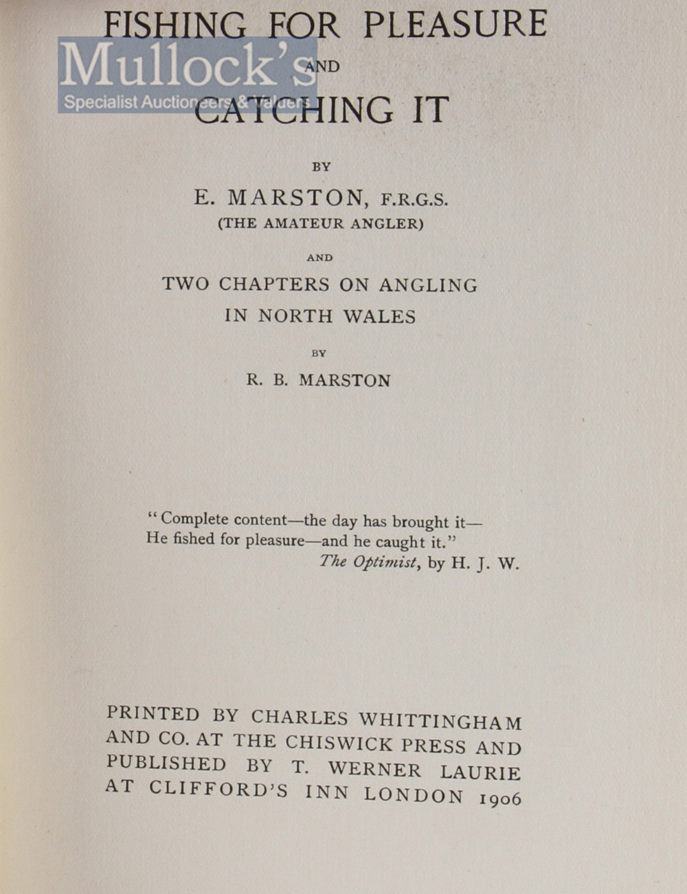 Fishing Book - Fishing Book - Marston, E. – “Fishing for Pleasure and Catching It” 1906 in - Image 2 of 2