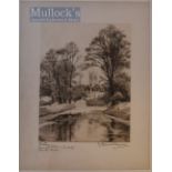 Edward Slocombe (1850-1915) Signed Etching depicts ‘Tower of St. Johns Cambridge from the ‘Bucks’’
