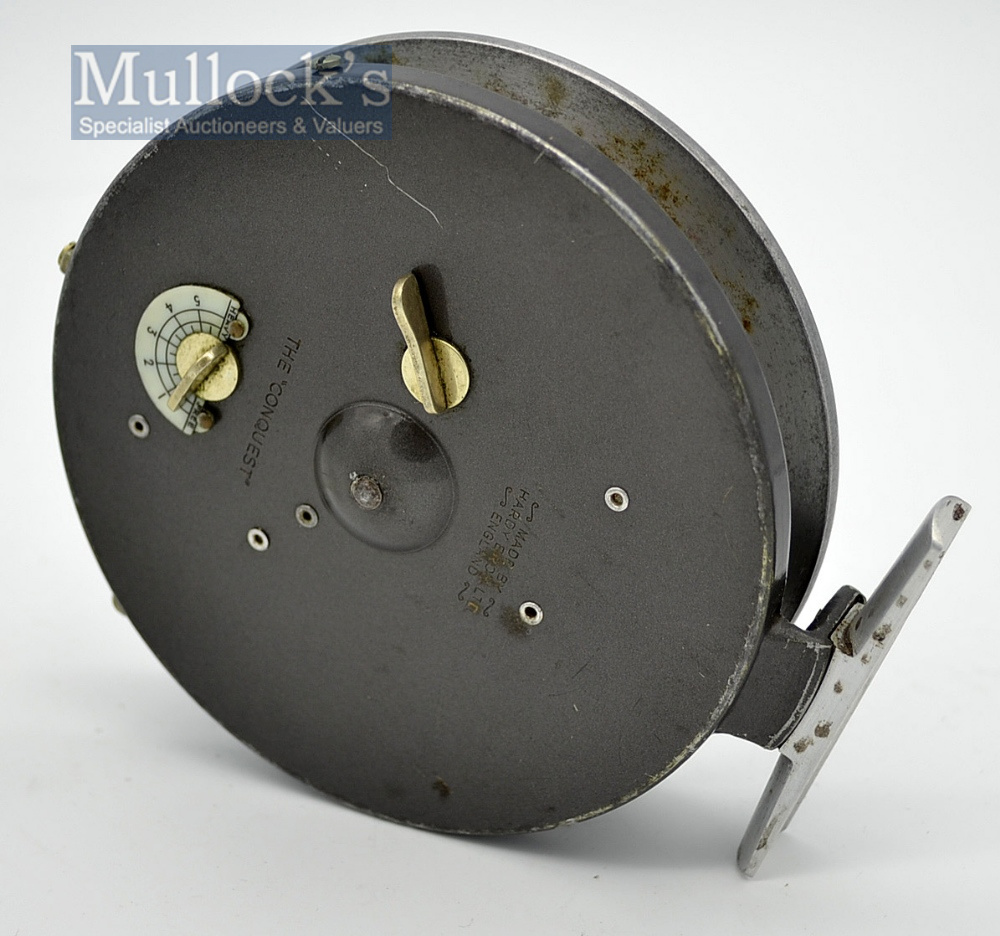 Hardy Bros The Conquest alloy centre pin reel -4.5” dia with reversible nickel line guide, half-moon - Image 2 of 2