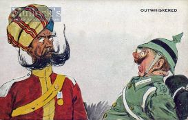 India & Punjab – Sikh German Officer WWI Postcard - An original vintage humour WWI military postcard