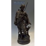 Emile Guillemin (1842-1907) Signed Spelter Figure of Ottoman Hunter on circular base, signed to