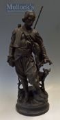 Emile Guillemin (1842-1907) Signed Spelter Figure of Ottoman Hunter on circular base, signed to