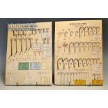 O. Mustad & Son Oslo Norway hook sampler display trade cards (2) – c/w makers trade labels – incl