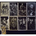 Selection of b&w postcard size photographs of speedway riders generally 1940’s onwards mostly