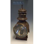 White Manufacturing Co Motor vehicle Lamp: Base metal with large bevelled glass lens complete with