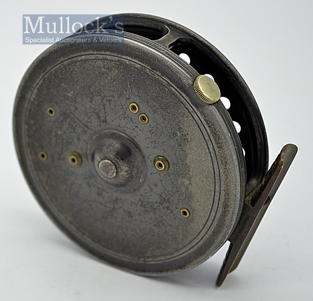 Very Rare Hardy Bros The Davy alloy fly reel c.1930 – 3.5” dia narrow drum, ribbed brass foot, Dup - Image 2 of 2