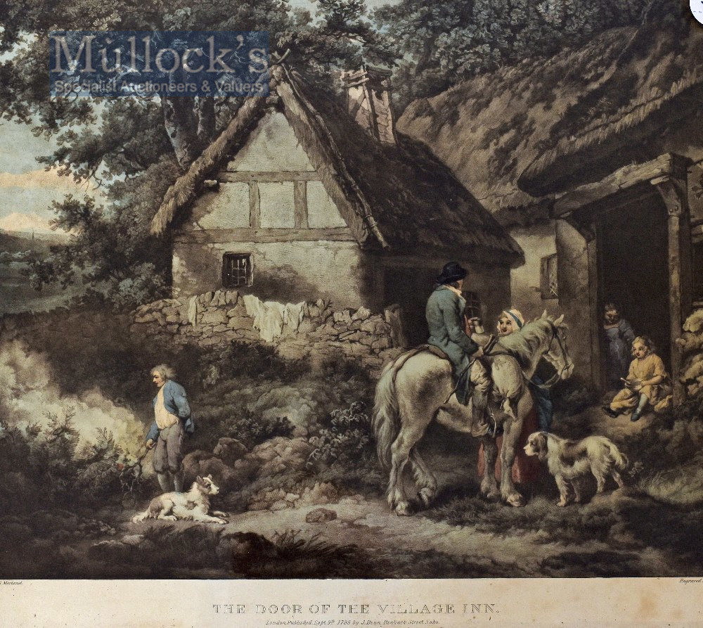 G Moreland - “The Door of the Village Inn” 19th Century print in original Hogarth frame f & g 62 x