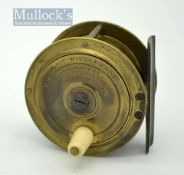 F.T Williams & Co Makers 10 Gt Queen St, Lincolns Inn Fields Hercules style brass fly reel: 2.5/8”