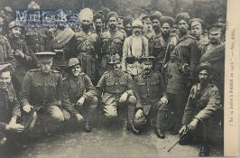 India & Punjab – Sikh Indian Troops with Colonial Troops in WWI Postcard original vintage First