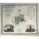 1829 C&I Greenwood Map of Middlesex hand coloured with two engraved views of ‘St Paul’s Cathedral’