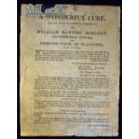 Suffolk - C.1810 ‘A Wonderful Cure’ Promotional Advert for Surgeon William Bartiby ‘performed with