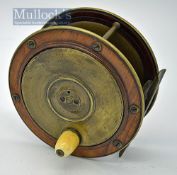 Fine and early C Farlow Maker 191 the Strand London Perth style wooden and brass salmon reel c. 1870