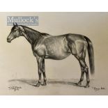 Juliet McLeod 1917 – 1982 “Pongo Lass” Signed Sketch - Portrait of a Horse original pencil sketch