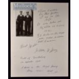 Autograph – William Frederick Stone (1900-2009) WWI Veteran Hand Written Signed Letter - Mr Stone