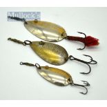 Collection of glass eyed Norwich spoons (3)- 2.75” long body, amber glass eye in 6 point clasp -