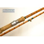 Hardy Bros “No.3 L.R.H Spinning” split cane rod - 9’6” 2pc with clear Agate line guides - alloy