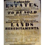 Somerset – Large Broadside ‘Valuable Estates to Be Sold by Auction’ At North-Petherton, Lyng,