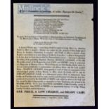 C.1830 Broadside – Magnus Jackson ‘Consulite in medium, et rebus Succurrite fessis’ To prove the