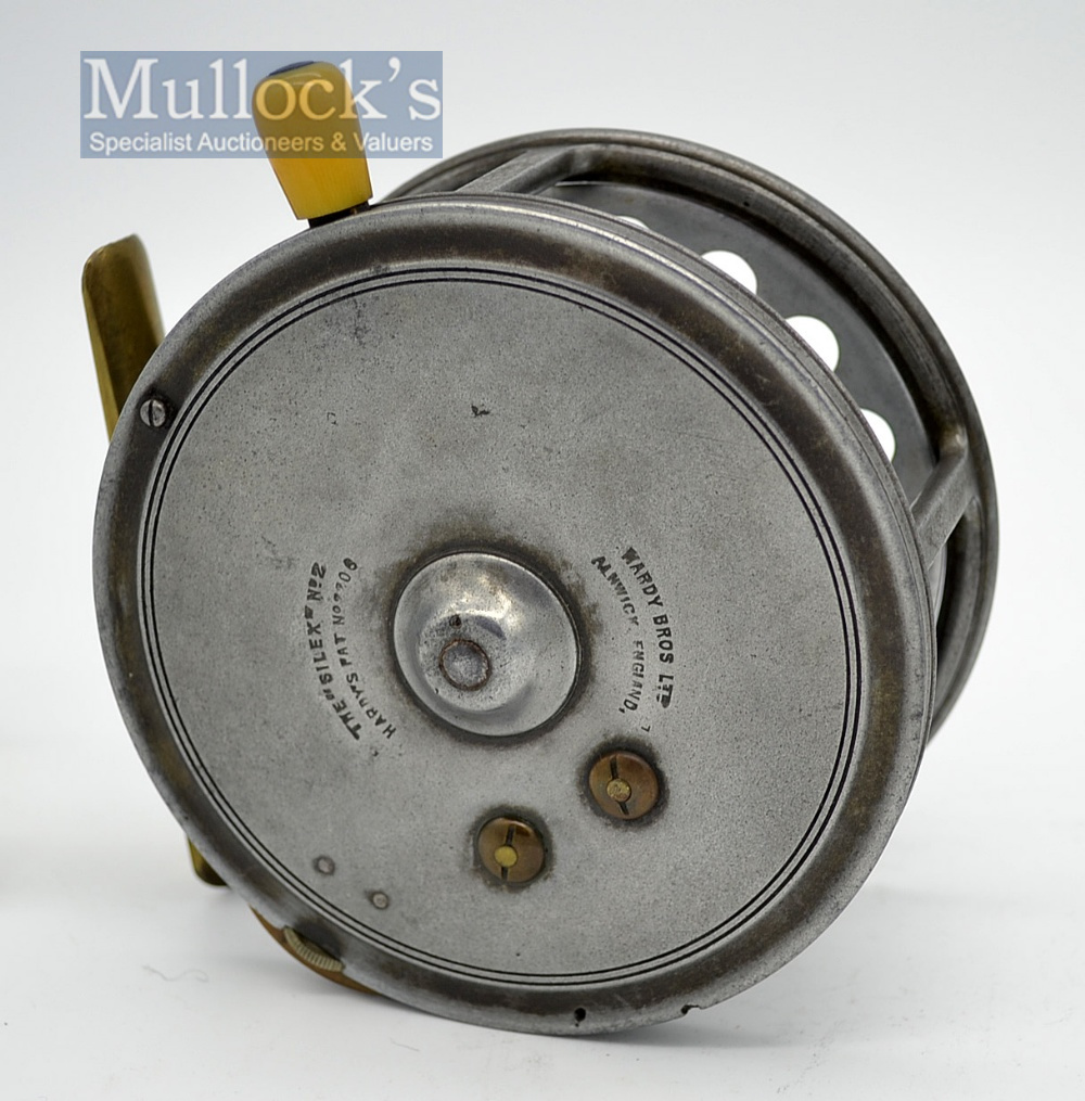 Early Hardy Bros The Silex No.2 alloy salmon reel and case c.1914 – 4.5”dia with smooth brass - Image 3 of 3
