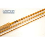 Allcocks “Lucky Strike” 10ft 6in 3pc split cane casting rod - with good makers oval decal label, red